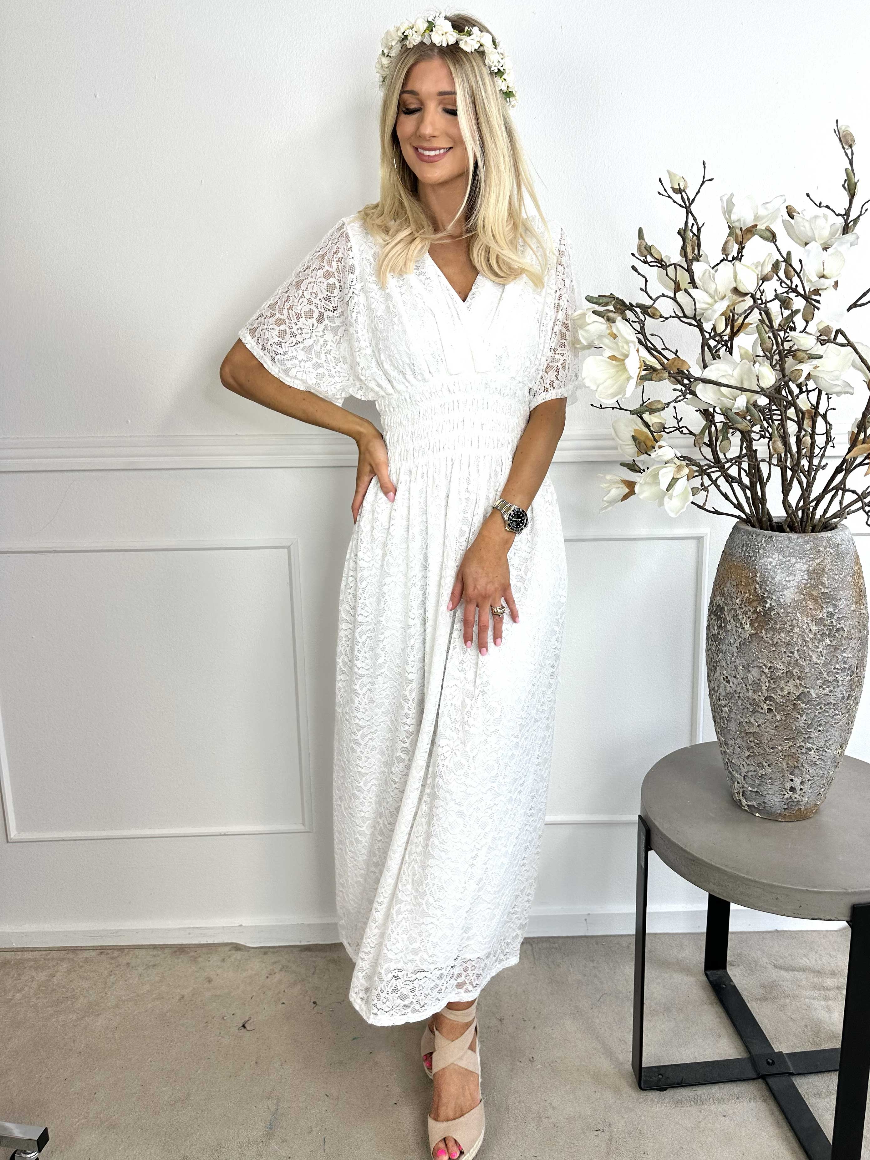 Pams Lace - Lång spetsklänning med smock under bysten